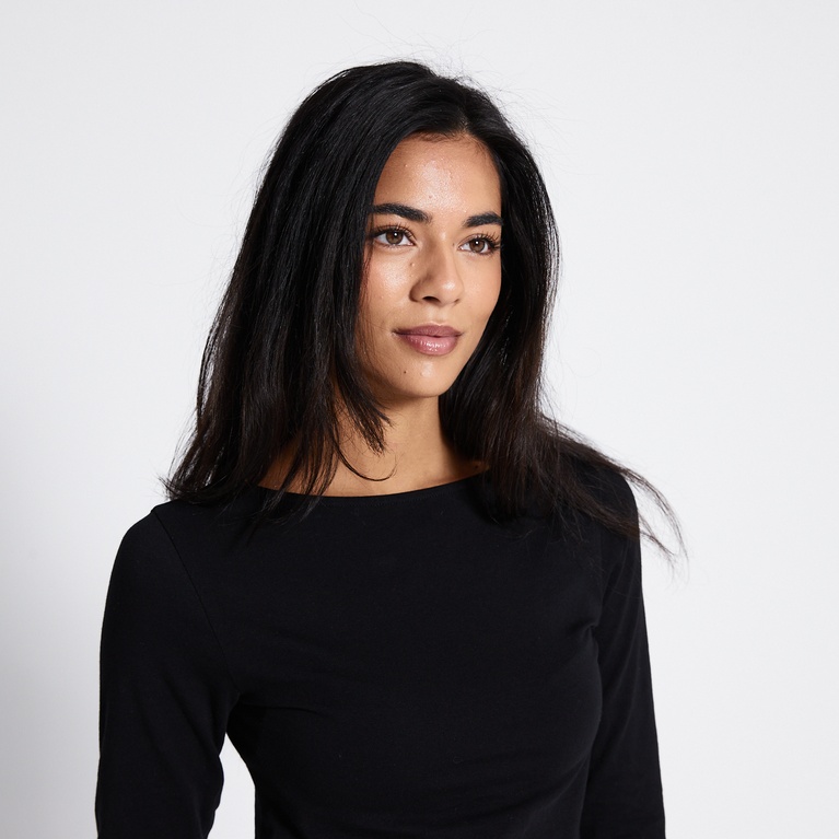 Boat neck 3/4 sleeve top "Desire" Black
